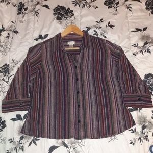 Christopher & Banks retro button up crop top